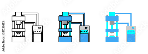 hydraulic press machine icon set isolated on white background for web design