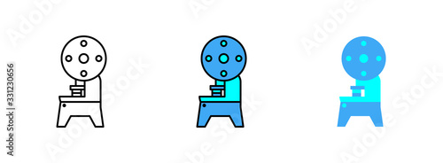 metal stamping machine icon set isolated on white background for web design