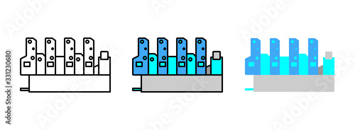 offset printing machine icon set isolated on white background for web design