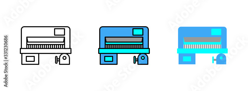 paper cutting machine icon set isolated on white background for web design