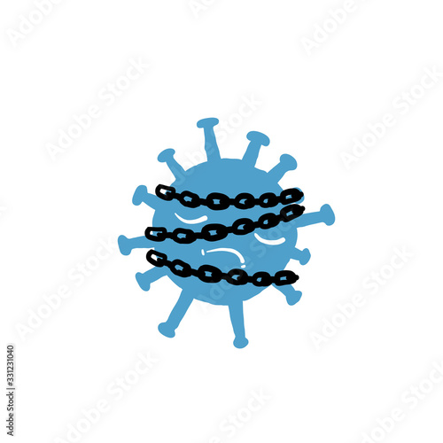 hand drawn illustration corona virus locked and quarantined symbol for lockdown with doodle style