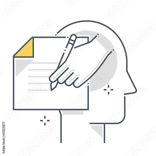 Writing related color line vector icon, illustration