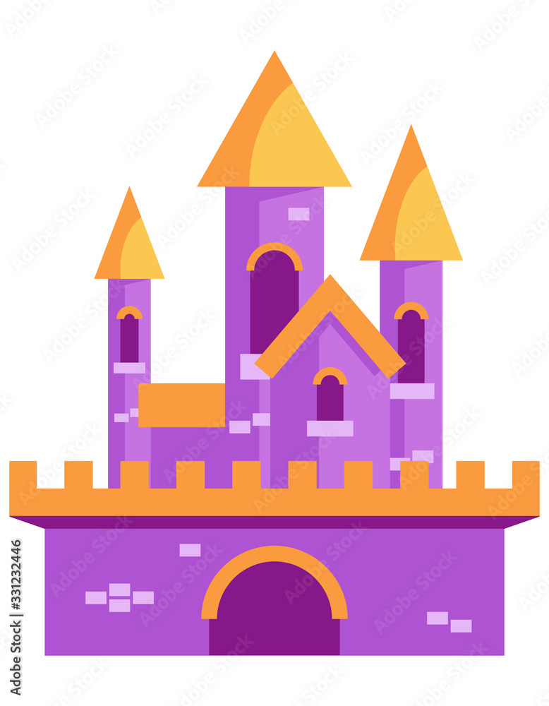 Castle in flat style. Illustration isolated on white background. Castle in flat style. Illustration isolated on white background.