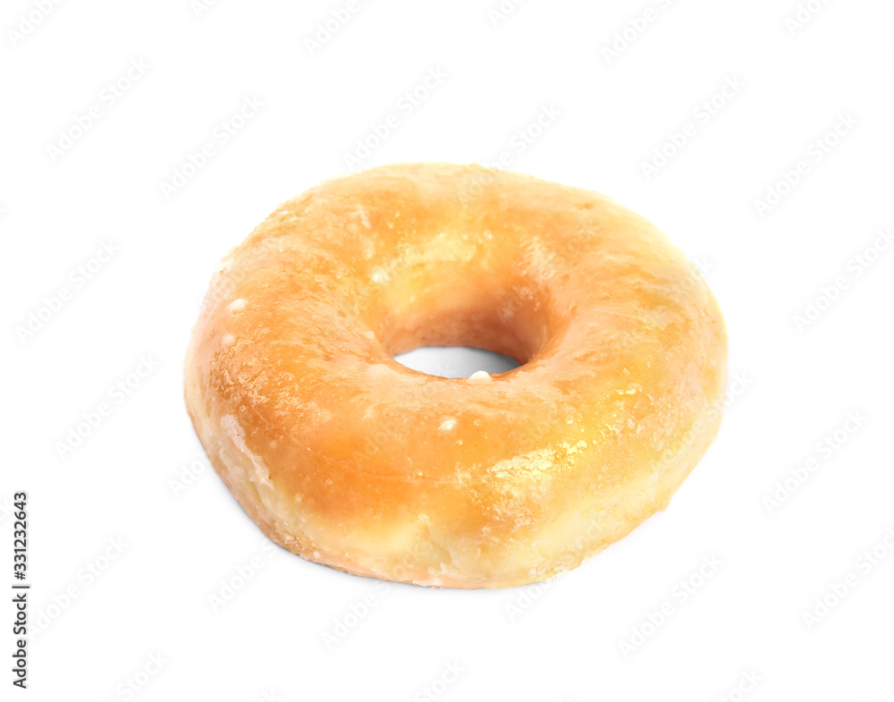 Sweet delicious glazed donut isolated on white