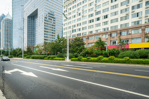 Roads and skyscrapers in the financial center, Qingdao, China