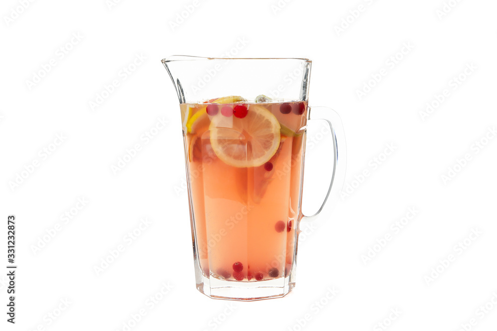 Glass jug of lemonade isolated on white background Glass jug of lemonade isolated on white background