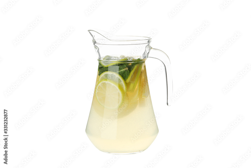 Glass jug of lemonade isolated on white background Glass jug of lemonade isolated on white background
