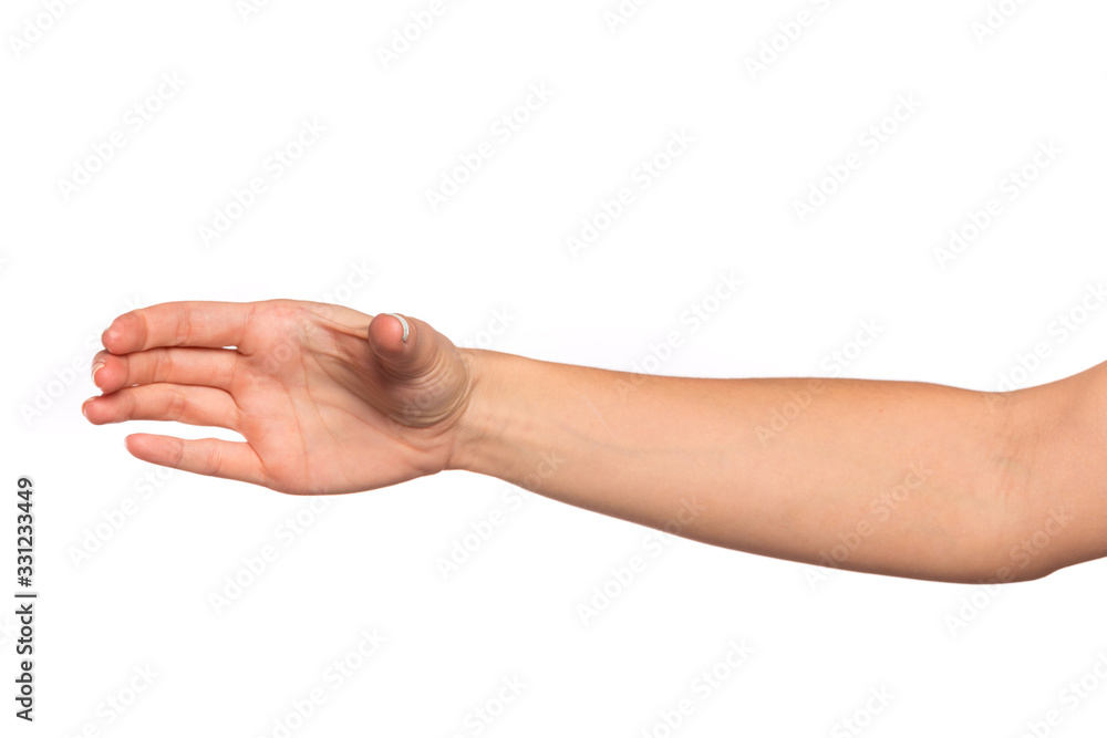 female hand isolated on white background showing hand gestures - Image female hand isolated on white background showing hand gestures - Image