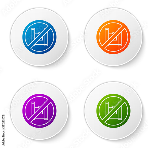 Color Say no to plastic bags poster icon isolated on white background. Disposable cellophane and polythene package prohibition sign. Set icons in circle buttons. Vector Illustration