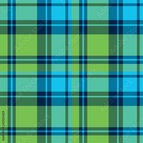 Seamless pattern in great cute green and blue colors for plaid, fabric, textile, clothes, tablecloth and other things. Vector image.