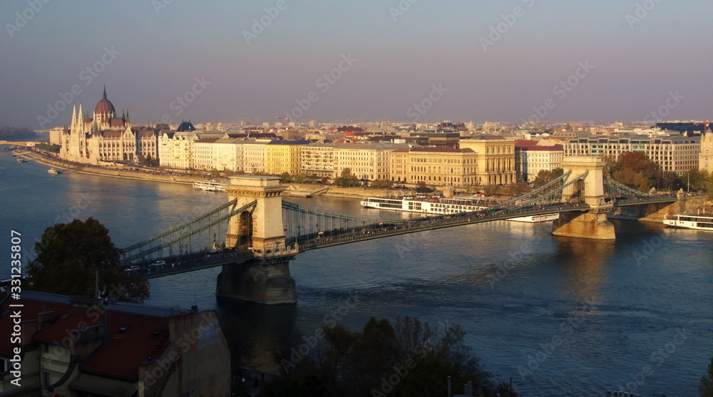 Overview of Budapest with the Szechenyi Chain Bridge, Traveling Hungary