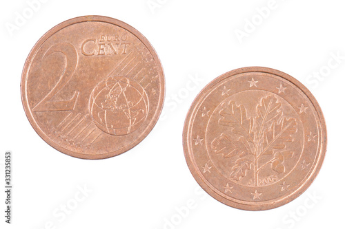 Wallpaper Mural 2 cent Euro coin isolated on a white background Torontodigital.ca