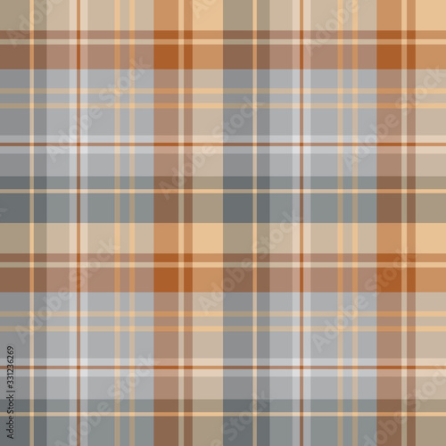 Seamless pattern in great cute light and dark grey, beige and brown colors for plaid, fabric, textile, clothes, tablecloth and other things. Vector image.
