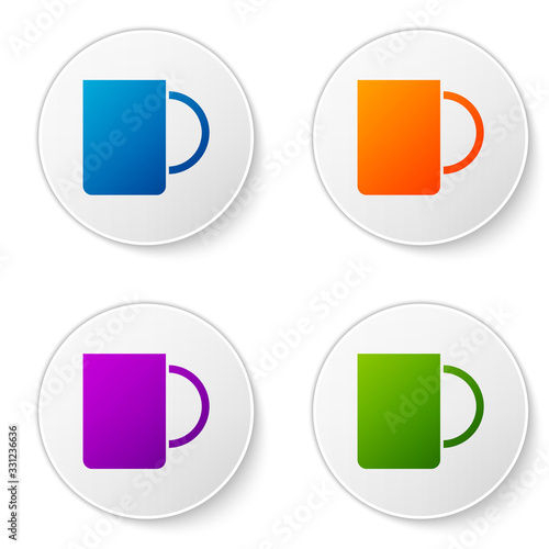 Color Coffee cup icon isolated on white background. Tea cup. Hot drink coffee. Set icons in circle buttons. Vector Illustration