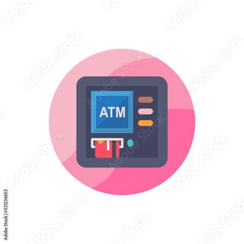 Atm Vector Icon Filled Outline Illustration.