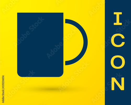 Blue Coffee cup icon isolated on yellow background. Tea cup. Hot drink coffee. Vector Illustration