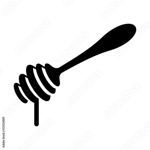 honey stick dipper vector icon black silhouette isolated on white background