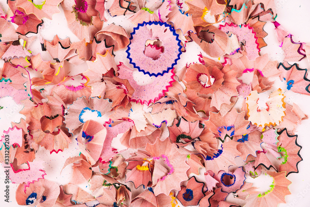 Background made of colorful pencil shavings. Background made of colorful pencil shavings.
