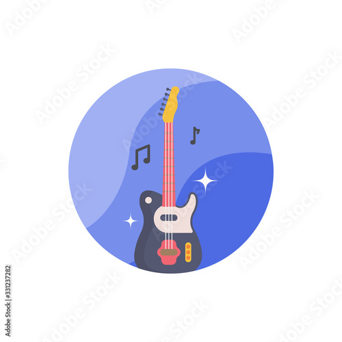 Guitar Vector Icon Filled Outline Illustration.