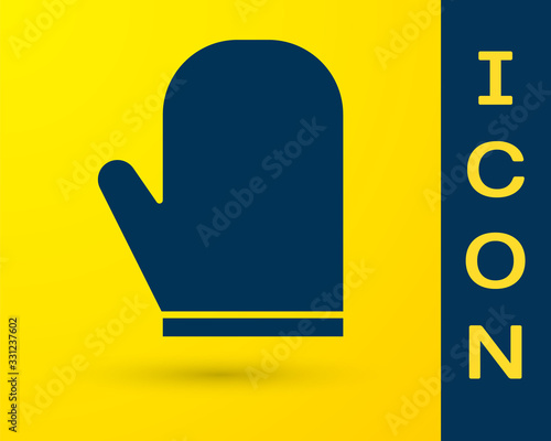 Blue Oven glove icon isolated on yellow background. Kitchen potholder sign. Cooking glove. Vector Illustration