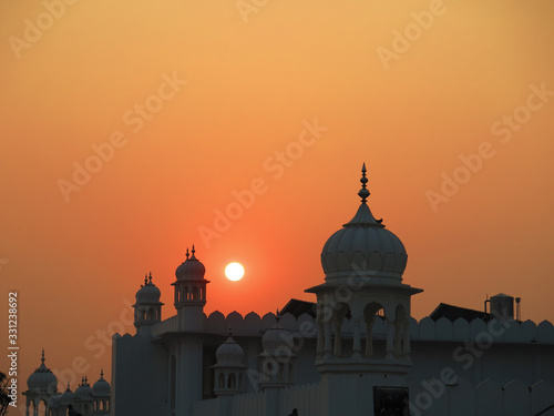 Sunset at Takhat Sri Kesgarh Sahib gurudwara in Anandpur Sahib, India