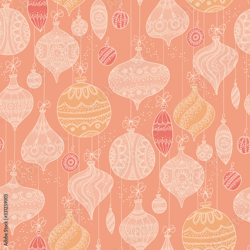 Elegant baroque style pale color xmas seamless pattern