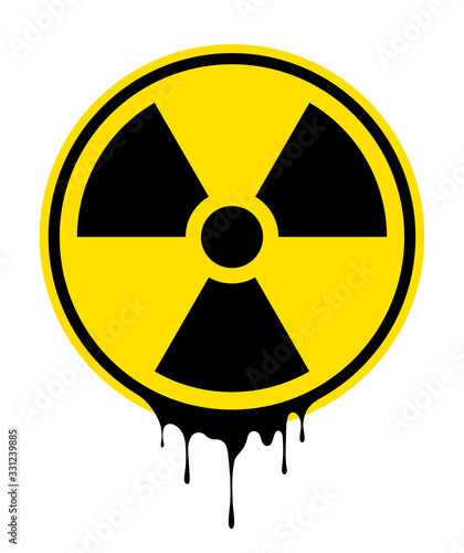 Radiation sign. Warning symbol. Grunge effect. Radioactive vector flat icon