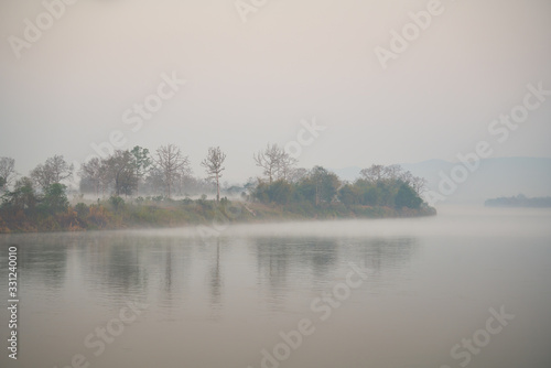 morning foggy at kong river in chiang rai of thailand
