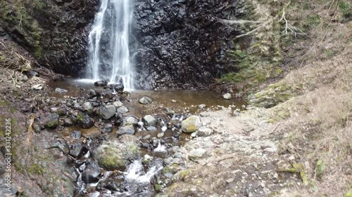 Drone video of Shirai Falls in Shikoku in Japan	 photo