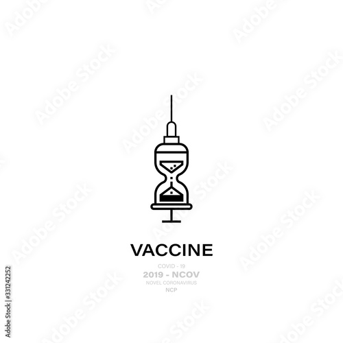 Vaccine icon. Syringe time symbol. Coronavirus icon, 2019-nCoV. Vector
