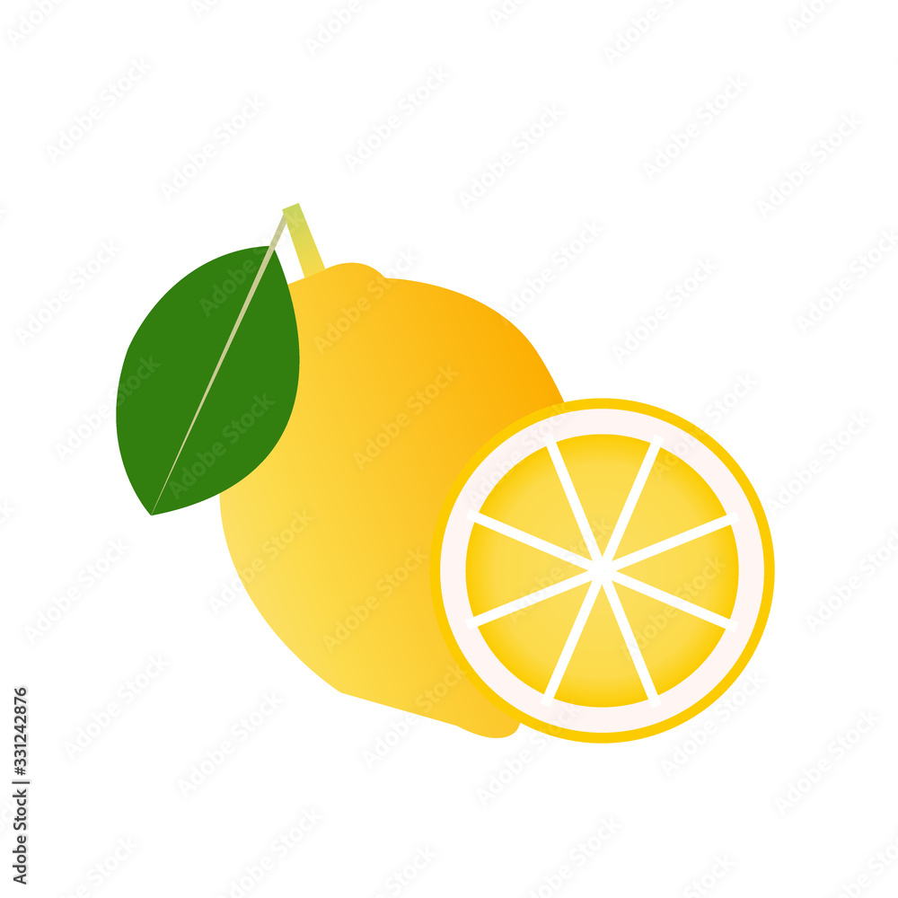 Fresh lemon fruits on white