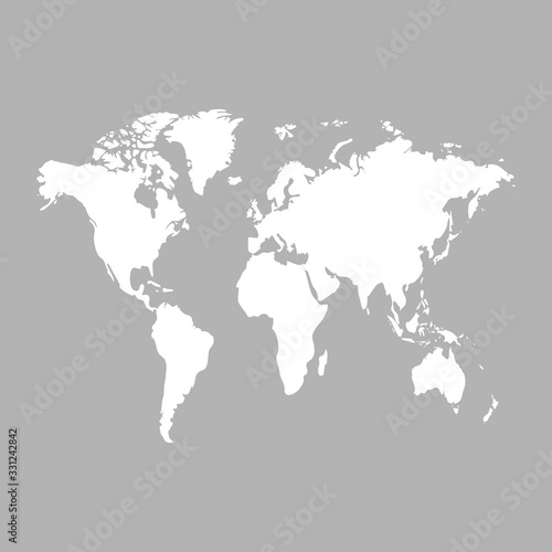 World map vector on grey back