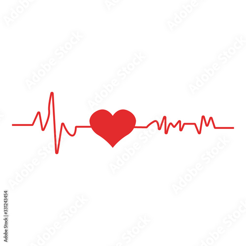 Heart pulse. Red and white colors. Heartbeat lone, cardiogram.