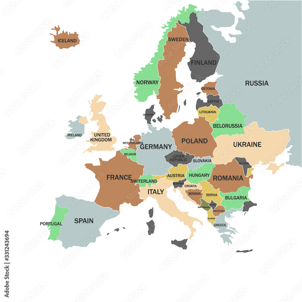 Europe - Political Map of Europe Stock Vector | Adobe Stock