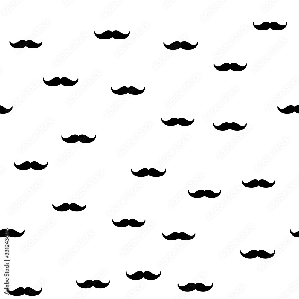 Seamless pattern with black mustaches on white background. Vector illustration - Vector Seamless pattern with black mustaches on white background. Vector illustration - Vector