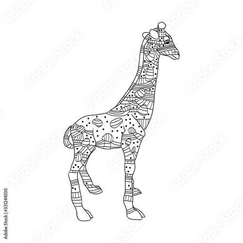 Highly detailed abstract giraffe  illustration. Animal patterns with hand-drawn