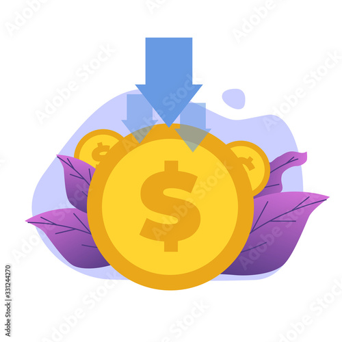 Money cash back, online banking, money growth concept. Flat vector  illustration.