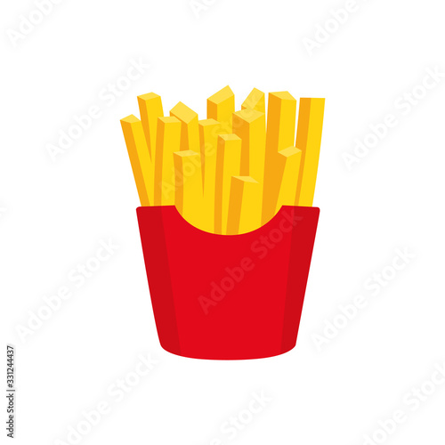 French fries illustration. Isolated on white. Fast food. Vector photo