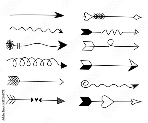 set of rustic arrow hand drawn vector