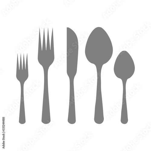 Cutlery silhouettes. Spoon, knife, forks.