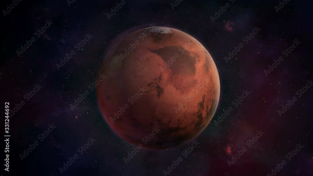 Red planet Mars in dark blue space