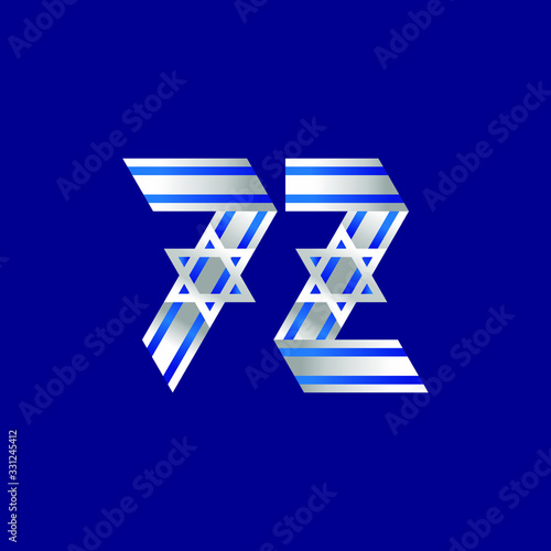 72nd anniversary of Israel Independence Day. Vector holiday illustration.