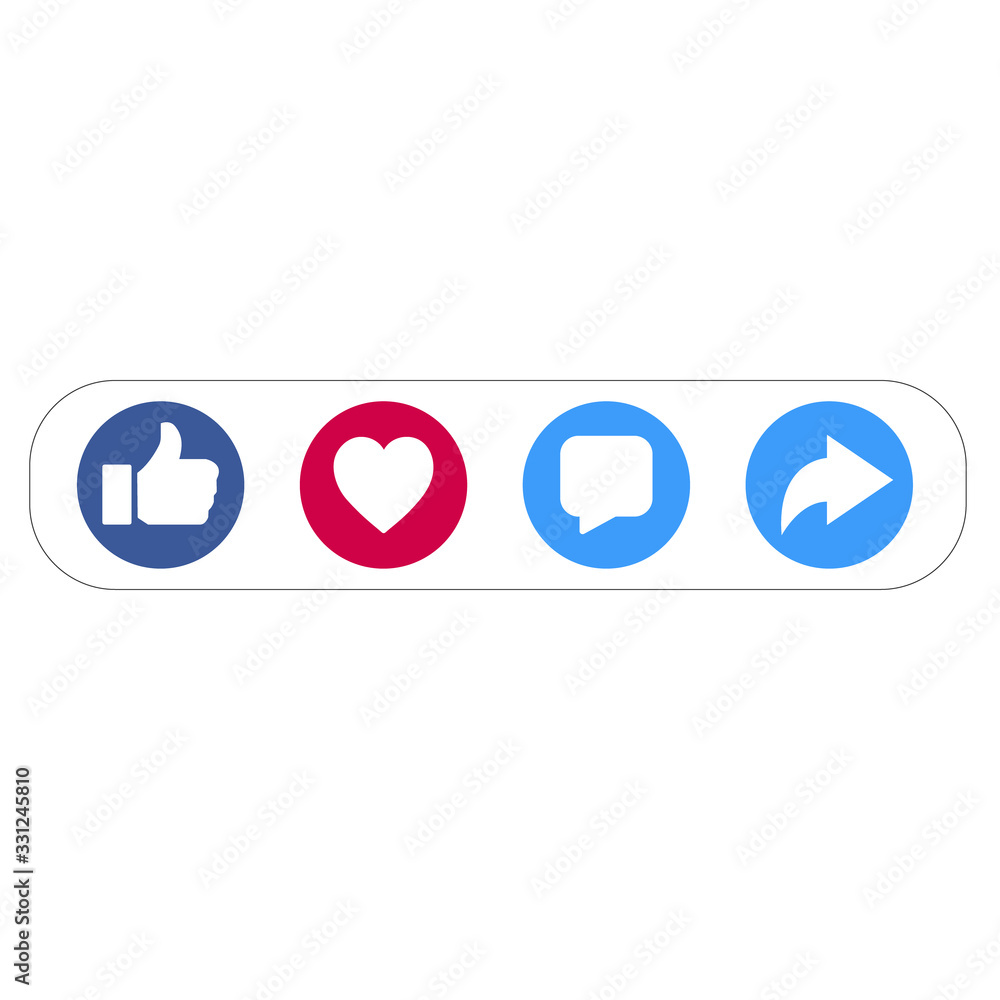 Like Love Comment Share social network Icon Like Love Comment Share social network Icon