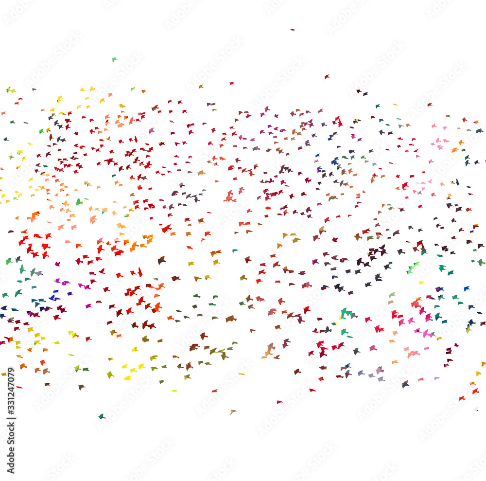 Multi-colored birds. A flock of flying rainbow birds. A lot of soaring birds. Mixed media. Vector illustration Multi-colored birds. A flock of flying rainbow birds. A lot of soaring birds. Mixed media. Vector illustration