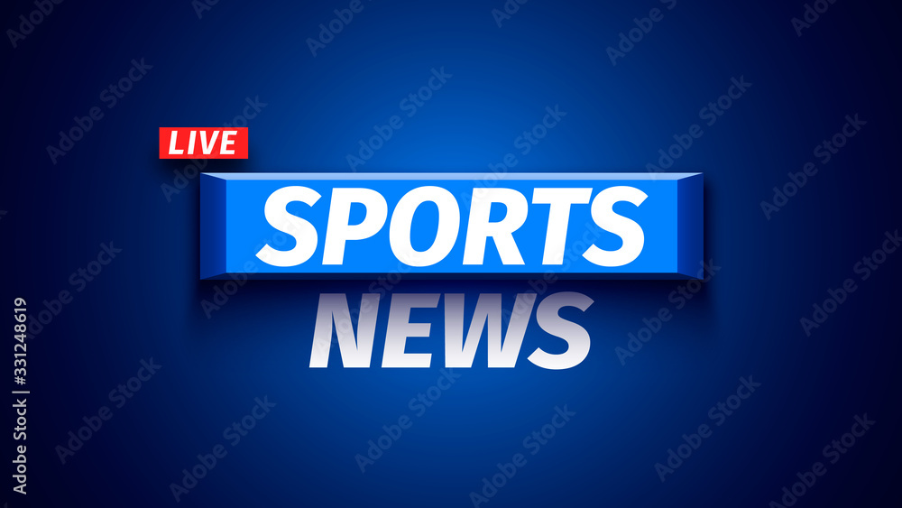 Sports news banner on blue background. Vector illustration.