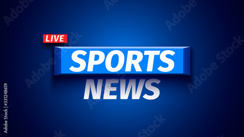 Sports news banner on blue background. Vector illustration.