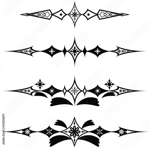 Creative art brush set with 4 pattern for border in black and white style