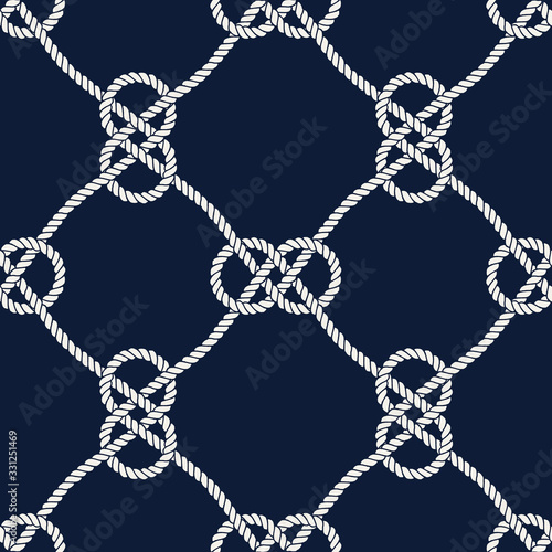 Vector endless nautical rope pattern, hand drawn photo