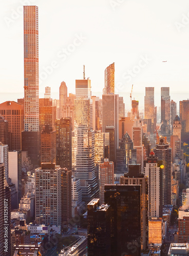 Aerial view of the New York City skyline near Midtown