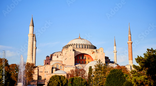Ayasofya Museum (Hagia Sophia) in Sultan Ahmet park in Eminonu, Istanbul, Turkey